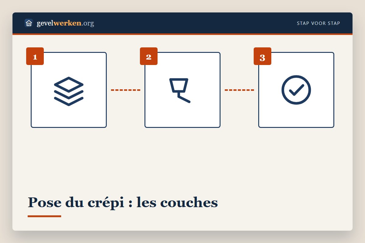 Pose du crépi de façade en couches : sous-enduit armé, primaire et crépi de finition