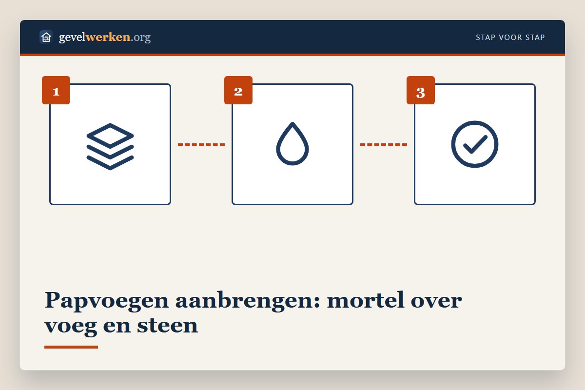 Papvoegen aanbrengen: lichte mortel van kalk en zand die met een borstel over voeg en steen wordt uitgestreken