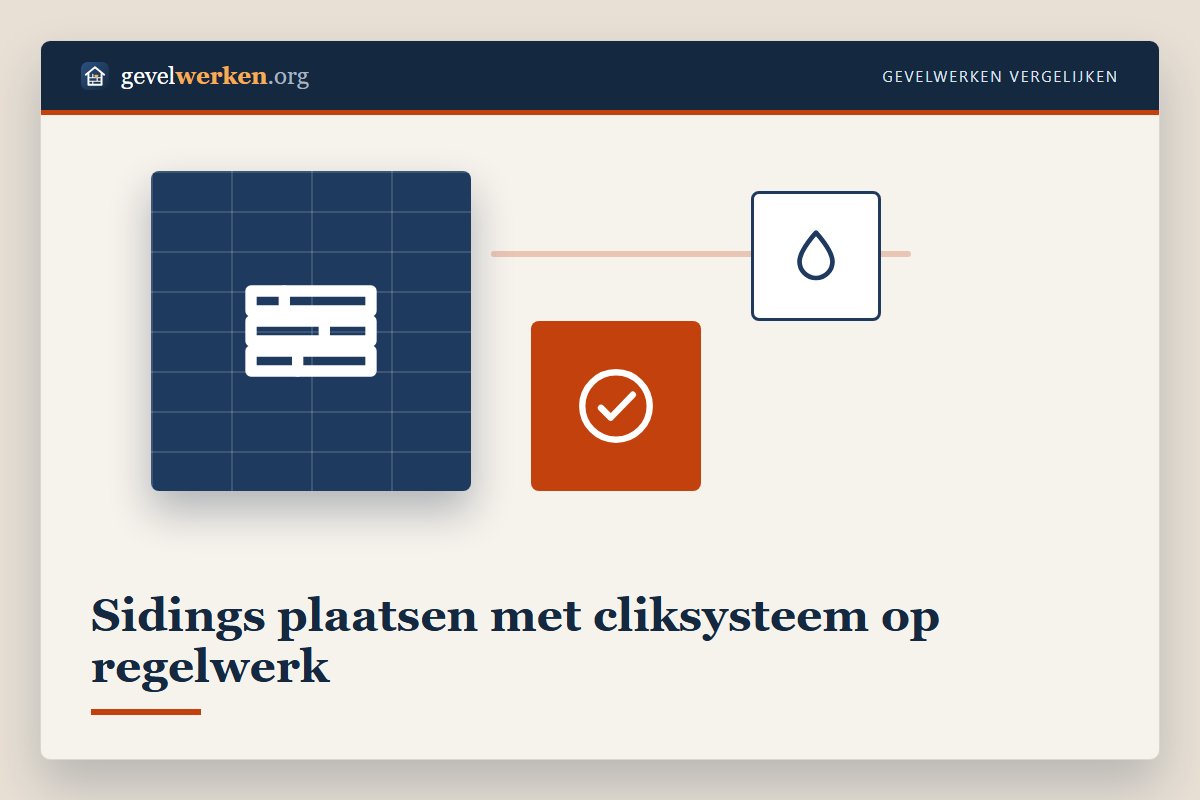 Sidings plaatsen: stroken met kliksysteem van onder naar boven op een regelwerk met open luchtspouw