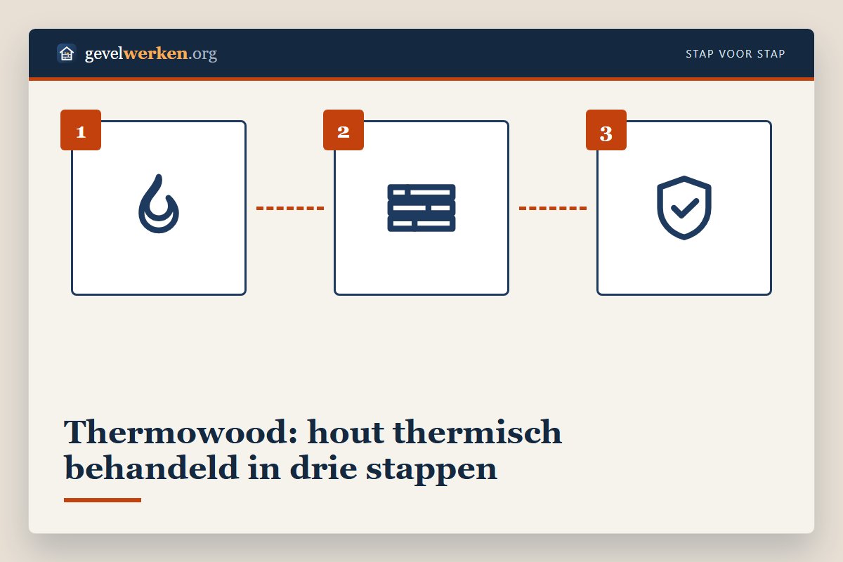Thermowood: hout thermisch behandeld in drie stappen, drogen, verhitten tot 200 graden en conditioneren