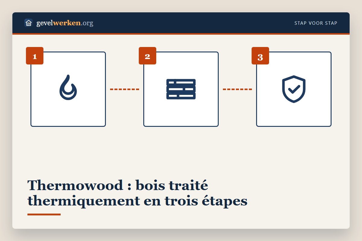 Thermowood : bois traité thermiquement en trois étapes, séchage, chauffe à 200 degrés et conditionnement